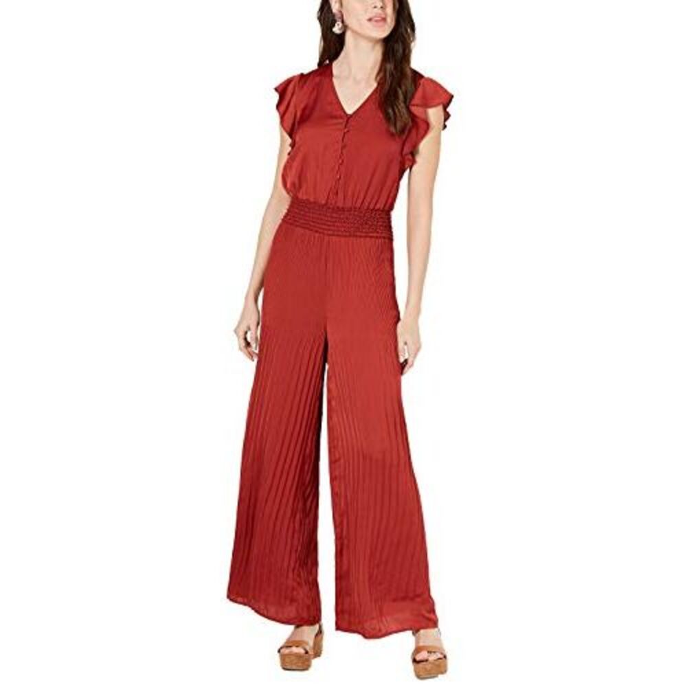 Current Air Womens Smocked Pleated Jumpsuit